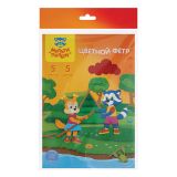 Фетр Мульти-Пульти "Приключения Енота", А4, 5л., 5цв., 2мм, жесткий