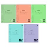 Тетрадь 12л., косая линия BG "Однотонный. Микс", пластиковая обложка