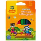 Карандаши цветные Мульти-Пульти "Приключения Енота", 12цв., короткие, заточен., картон, европодвес