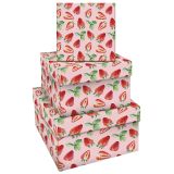 Набор квадратных коробок 3в1, MESHU "Strawberry", (19,5*19,5*11-15,5*15,5*9см) Набор квадратных коробок 3в1, MESHU "Strawberry", (19,5*19,5*11-15,5*15,5*9см)