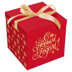 Коробка складная подарочная MESHU "Новогодняя классика", красн, (28*28*28см), с лентой, отд фольгой
