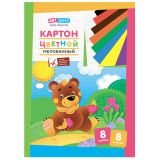 Картон цветной А3, ArtSpace, 8л., 8цв., мелованный, в папке Картон цветной А3, ArtSpace, 8л., 8цв., мелованный, в папке