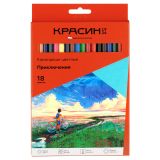 Карандаши цветные Красин "Приключения", 18цв., шестигран., заточен., картон, европодвес Карандаши цветные Красин "Приключения", 18цв., шестигран., заточен., картон, европодвес