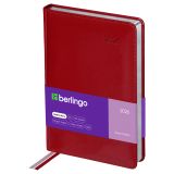Ежедневник датированный 2026г., А5, 184л., кожзам, Berlingo "Silver Pristine", сер. срез, красный