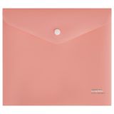 Папка-конверт на кнопке СТАММ "Акцент" А5+, 180мкм, пластик, непрозрачная, коралловая