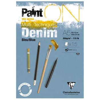 Скетчбук - альбом для смешанных техник 15л., А5 Clairefontaine 