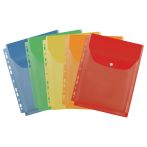 Папка-вкладыш с перфорацией на кнопке СТАММ А4, ПВХ, 180мкм, расширяющаяся до 250л., цветная, ассорти