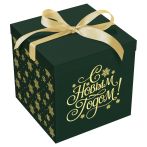 Коробка складная подарочная MESHU "Новогодняя классика", зелен, (28*28*28см), с лентой, отд фольгой