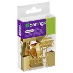 Зажимы для бумаг 25мм, Berlingo, 10шт., ПВХ упак., европодвес, золото