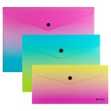 Набор пластиковых папок-конвертов на кнопке Berlingo "Radiance", форматы А4, А5, Travel size, 3шт Набор пластиковых папок-конвертов на кнопке Berlingo "Radiance", форматы А4, А5, Travel size, 3шт
