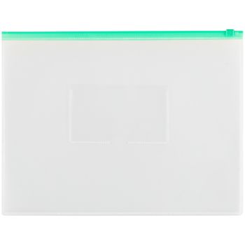 Папка-конверт на zip-молнии СТАММ А4, полипропилен, 150мкм, прозрачная, карман, молния зеленая