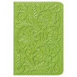 Обложка для паспорта Кожевенная мануфактура, нат. кожа, "Цветы", лайм