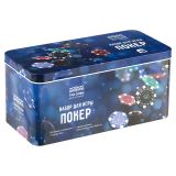 Набор для игры в "Покер", (200 фишек, 2 колоды карт, сукно), металлическя коробка Набор для игры в "Покер", (200 фишек, 2 колоды карт, сукно), металлическя коробка