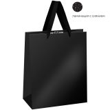 Пакет подарочный 18*23*10см MESHU "Black", ламинация с блестками
