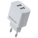 Зарядное устройство сетевое Defender UPA-22 белый, 2xUSB, 2.1А output, черный Зарядное устройство сетевое Defender UPA-22 белый, 2xUSB, 2.1А output, черный