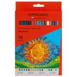 Карандаши цветные Красин "Мозаика", 18цв., шестигран., заточен., картон, европодвес Карандаши цветные Красин "Мозаика", 18цв., шестигран., заточен., картон, европодвес