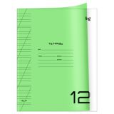 Тетрадь 12л., косая линия BG "Однотонный. Неон", пластиковая обложка, неон салатовый