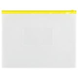 Папка-конверт на zip-молнии СТАММ А5, полипропилен, 150мкм, прозрачная, карман, молния желтая