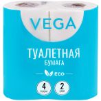 Бумага туалетная Vega 2-слойная, 4шт., эко, 15м, тиснение, белая Бумага туалетная Vega 2-слойная, 4шт., эко, 15м, тиснение, белая