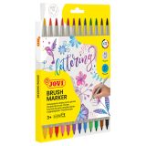 Набор двухсторонних маркеров-кистей JOVI "Lettering", 12цв., на водной основе, кисть/пулевидный Набор двухсторонних маркеров-кистей JOVI "Lettering", 12цв., на водной основе, кисть/пулевидный