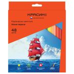 Карандаши цветные Красин "Алые паруса", 48цв., трехгран., заточен., картон, европодвес