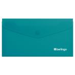 Папка-конверт на кнопке Berlingo "Soft Touch", C6, 200мкм, софт-тач, бирюзовая