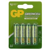 Батарейка GP Greencell AA (R6) 15S солевая, BL4 Батарейка GP Greencell AA (R6) 15S солевая, BL4