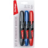 Набор перманентных маркеров Berlingo "Multiline PE200" 03цв., пулевидный, 2,0мм, европодвес