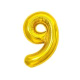 Воздушный шар, 86 см, MESHU, цифра 9, золотой, фольгированный Воздушный шар, 86 см, MESHU, цифра 9, золотой, фольгированный