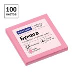 Самоклеящийся блок OfficeSpace 76*76мм, 100л., розовая пастель