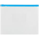 Папка-конверт на zip-молнии OfficeSpace А5, полипропилен, 150мкм, прозрачная, карман, молния синяя