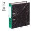 Папка-регистратор OfficeSpace, 70мм, мрамор, черная, зеленый корешок, нижний метал. кант
