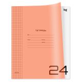 Тетрадь 24л., клетка BG "Однотонный. Неон", пластиковая обложка, неон оранжевый