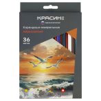 Карандаши акварельные Красин "Айвазовский", 36цв., трехгран., заточен., картон, европодвес Карандаши акварельные Красин "Айвазовский", 36цв., трехгран., заточен., картон, европодвес