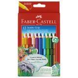Карандаши цветные Faber-Castell "Jumbo Grip", 12цв., трехгран., утолщен., заточен., картон, европодв Карандаши цветные Faber-Castell "Jumbo Grip", 12цв., трехгран., утолщен., заточен., картон, европодв