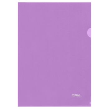 Папка-уголок СТАММ А4, 180мкм, пластик, прозрачная, фиолетовая