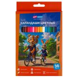 Карандаши цветные ArtSpace "School mood", 36цв., трехгранные, заточен., картон. упак., европодвес