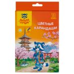 Карандаши цветные Мульти-Пульти "Енот в Японии", 18 цв., трехгран., заточен., картон, европодвес
