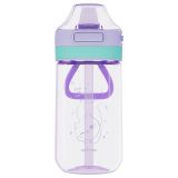 Бутылка для воды с трубочкой MESHU "Кот" 480мл, пластик, сиреневая