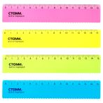 Линейка 15см СТАММ, пластиковая, с волнистым краем, прозрачная, неоновые цвета, ассорти, европодвес