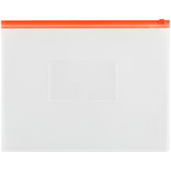 Папка-конверт на zip-молнии OfficeSpace А4, полипропилен, 150мкм, прозрачная, карман, молния красная