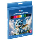 Карандаши цветные ArtSpace "Дракоша", 24цв., шестигранные, заточен., картон. упак., европодвес