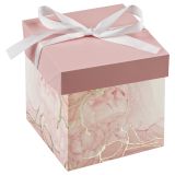 Коробка складная подарочная MESHU "Розовый мрамор", (15*15*15см), с лентой, отд фольгой Коробка складная подарочная MESHU "Розовый мрамор", (15*15*15см), с лентой, отд фольгой