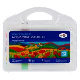 Маркеры акриловые Гамма "Классические", 12 цв., трехгран., пластик.бокс
