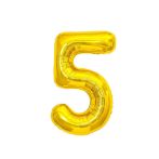 Воздушный шар, 88 см, MESHU, цифра 5, золотой, фольгированный Воздушный шар, 88 см, MESHU, цифра 5, золотой, фольгированный