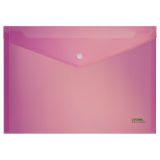 Папка-конверт на кнопке СТАММ "Сияние" А4, 180мкм, пластик, непрозрачная, розовый