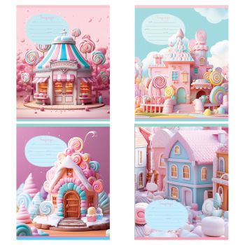 Тетрадь 12л., частая косая линия с доп. горизонтальной BG 